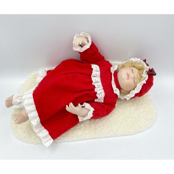 The Danbury Mint Porcelain Doll Waiting for Santa by Elaine Campbell Perfect! - Picture 12 of 16